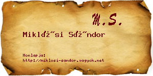 Miklósi Sándor névjegykártya